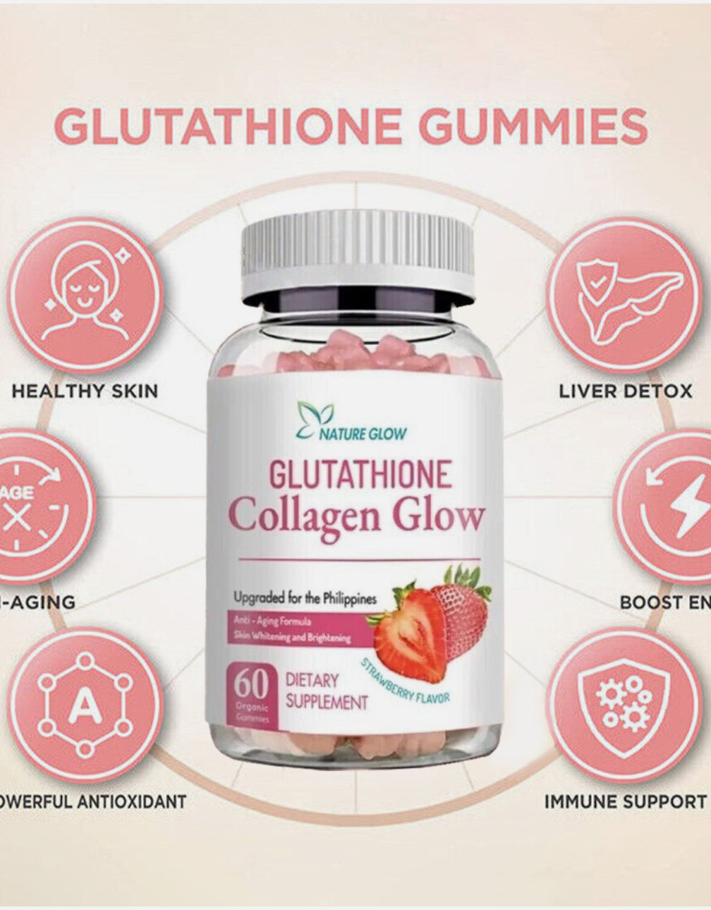 NATURE GLOW GLUTATHIONE COLLAGEN GLOW GUMMIES