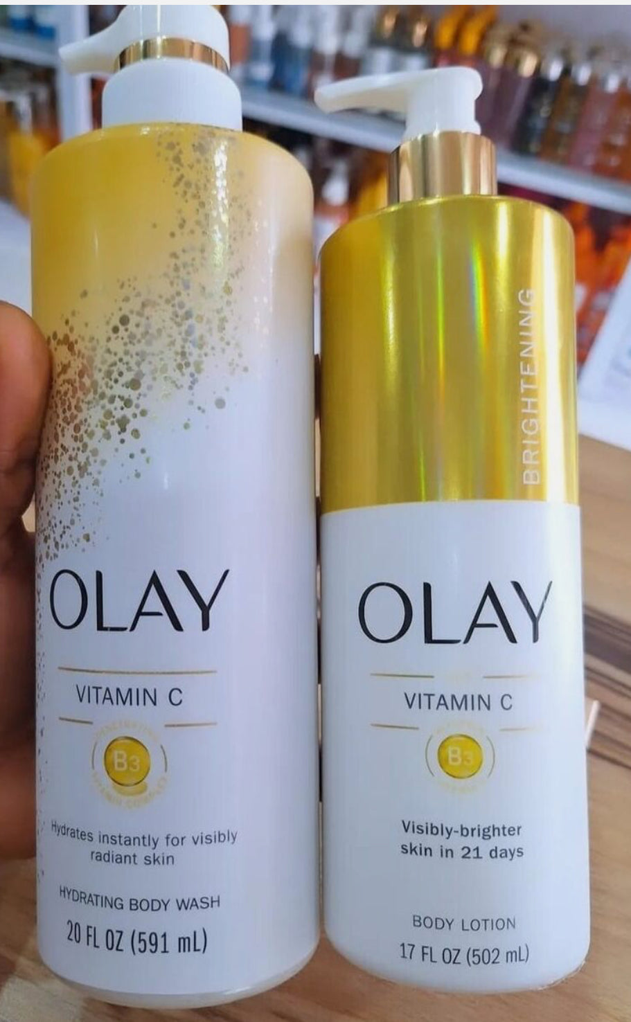 Olay Body Lotion Vitamin C + Peptides 24 Brightening Body Lotion and body wash.               (two products)