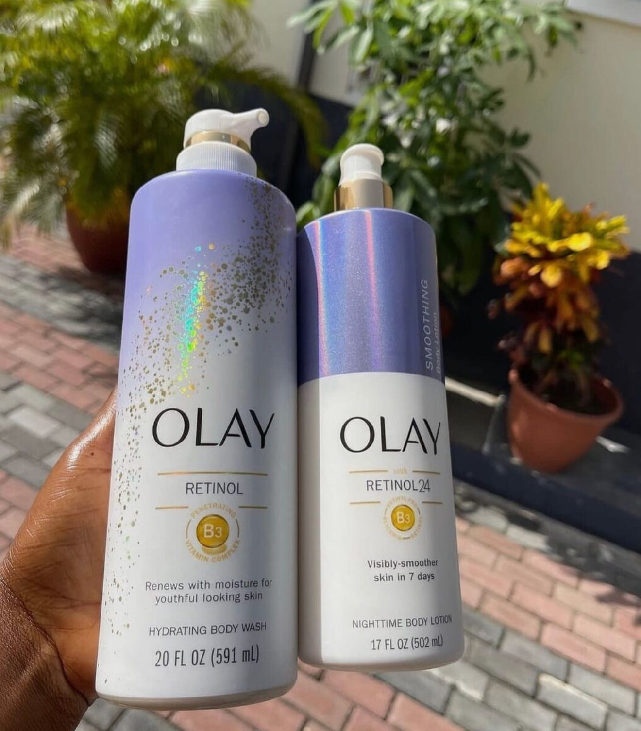 Olay Cleansing & Renewing Body Wash with Retinol and body lotion (two products)